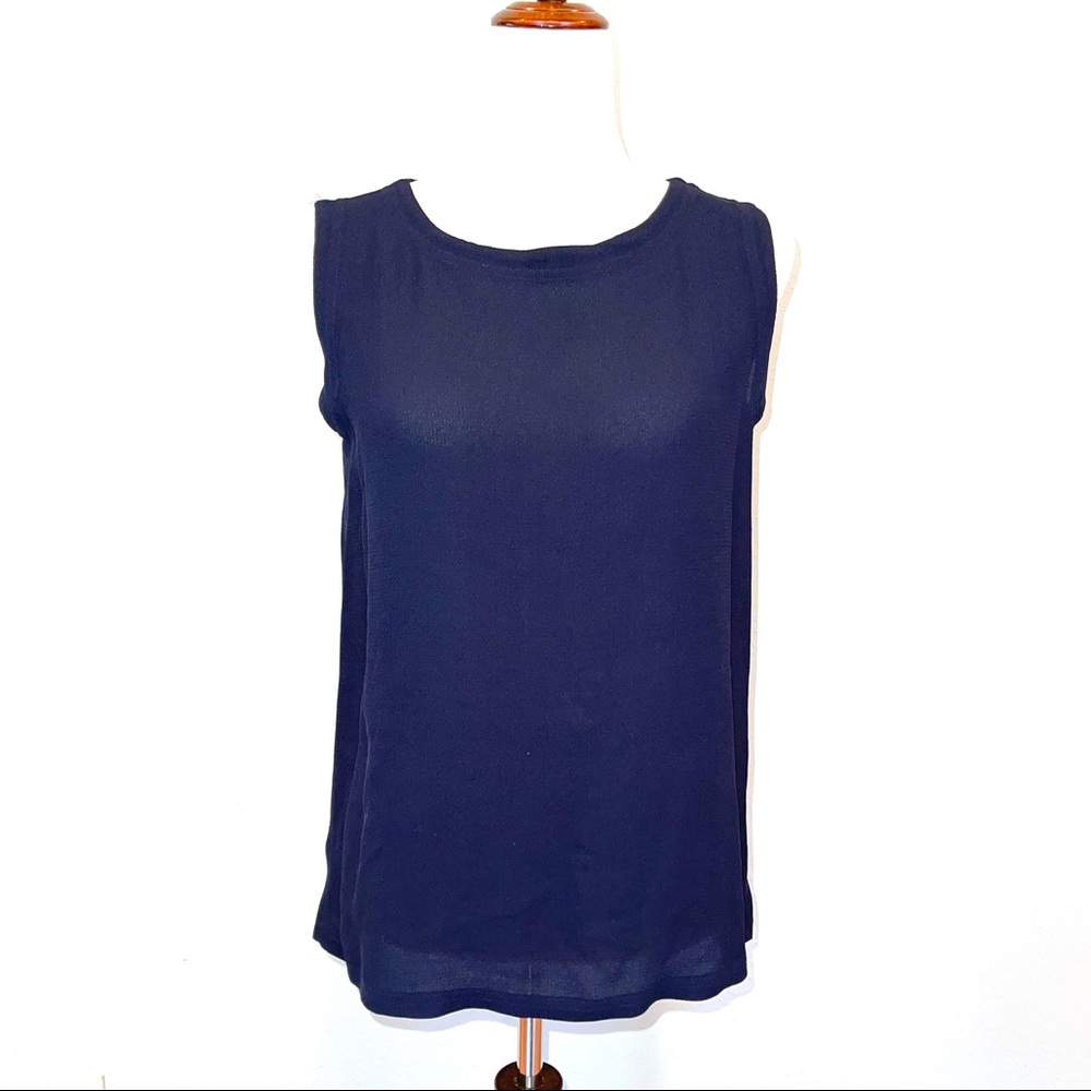 Tom Kleiner’s Vintage Personal Collection 100% Silk Navy top blouse M